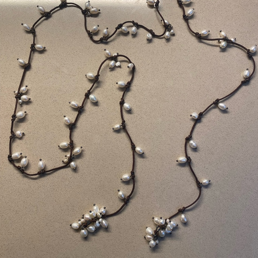Silpada 925 Sterling Silver Pearl Lariat Necklace